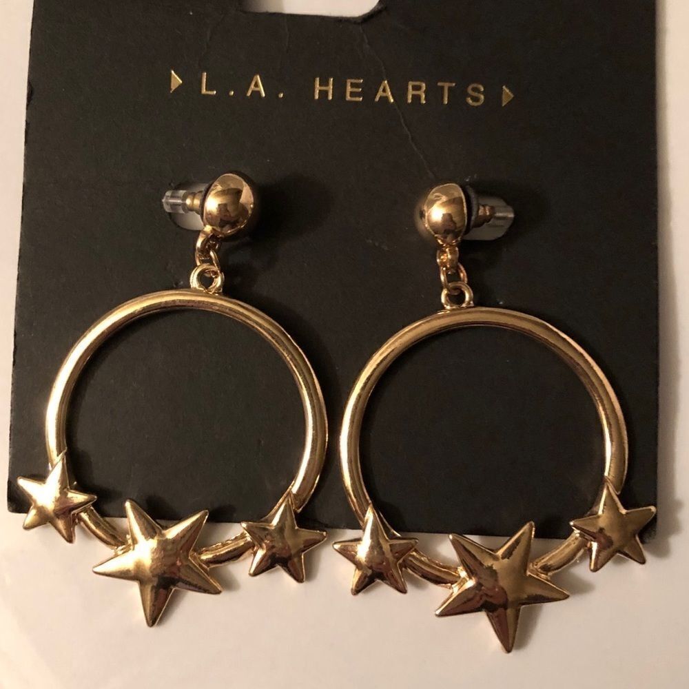 🍭6/$30 Bundle LA HEARTS Faux Gold Star Hoops